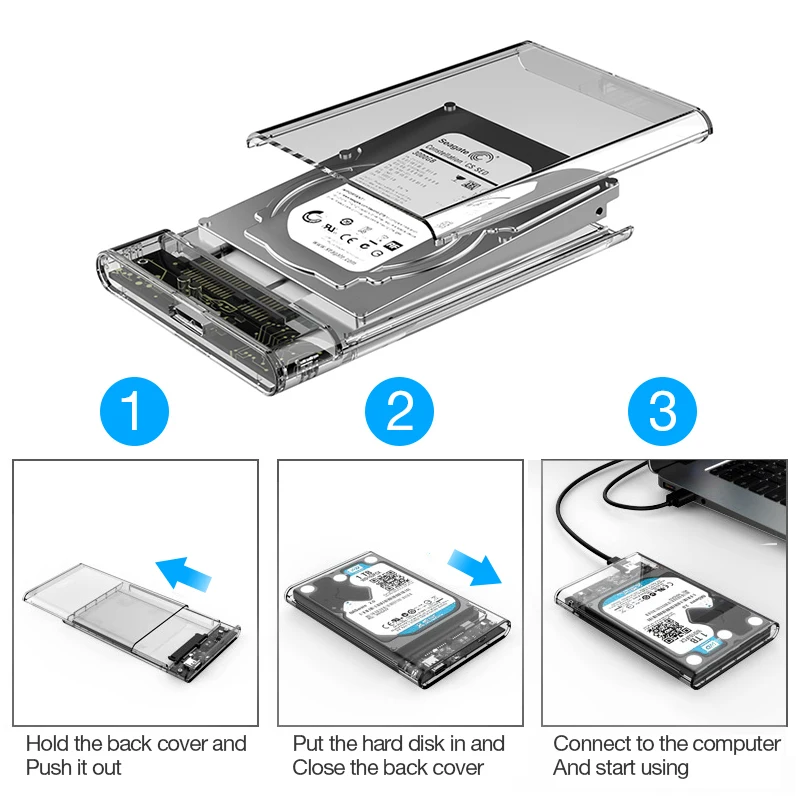 UTHAI G06 USB3.0/2.0 Merevlemez Várandos 2.5inch soros Szállítási díj SATA SSD Nehezen Meghengerget esetben Alatámaszt 6TB Áttetsző Mozgékony Bejáró Merevlemez esetben