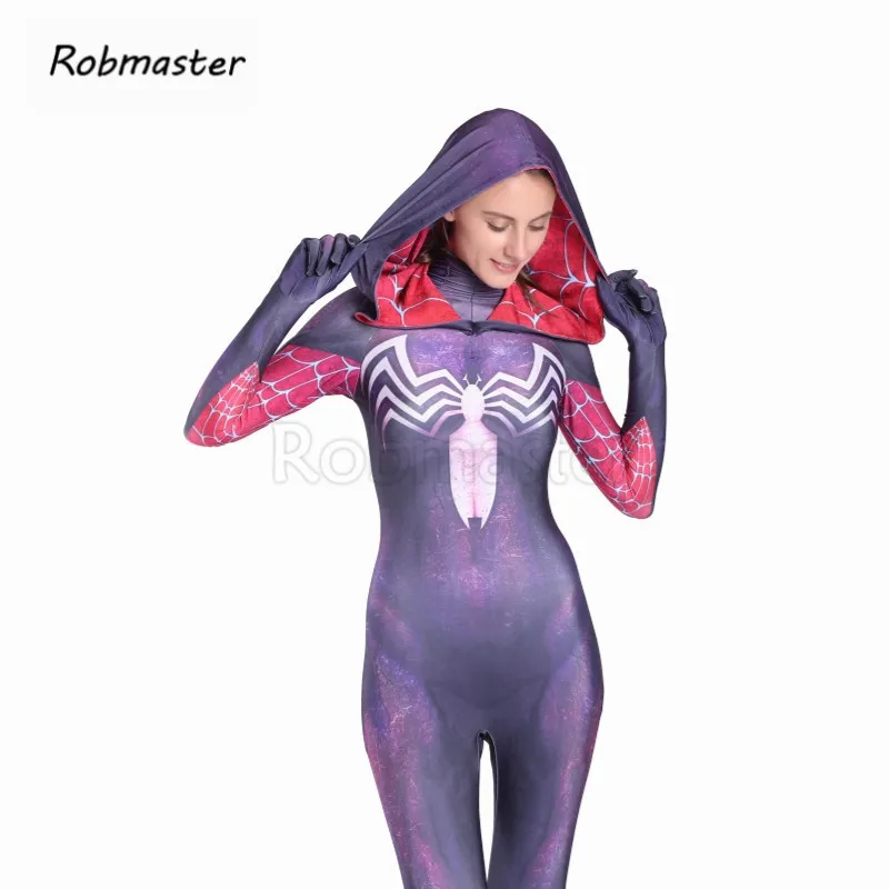 Женский костюм паук Гвен Стэйси Косплей лайкра зентай анти-гвеном Symbiote Venom Carnage Gwen костюмы Хэллоуин Вечерние боди комбинезоны