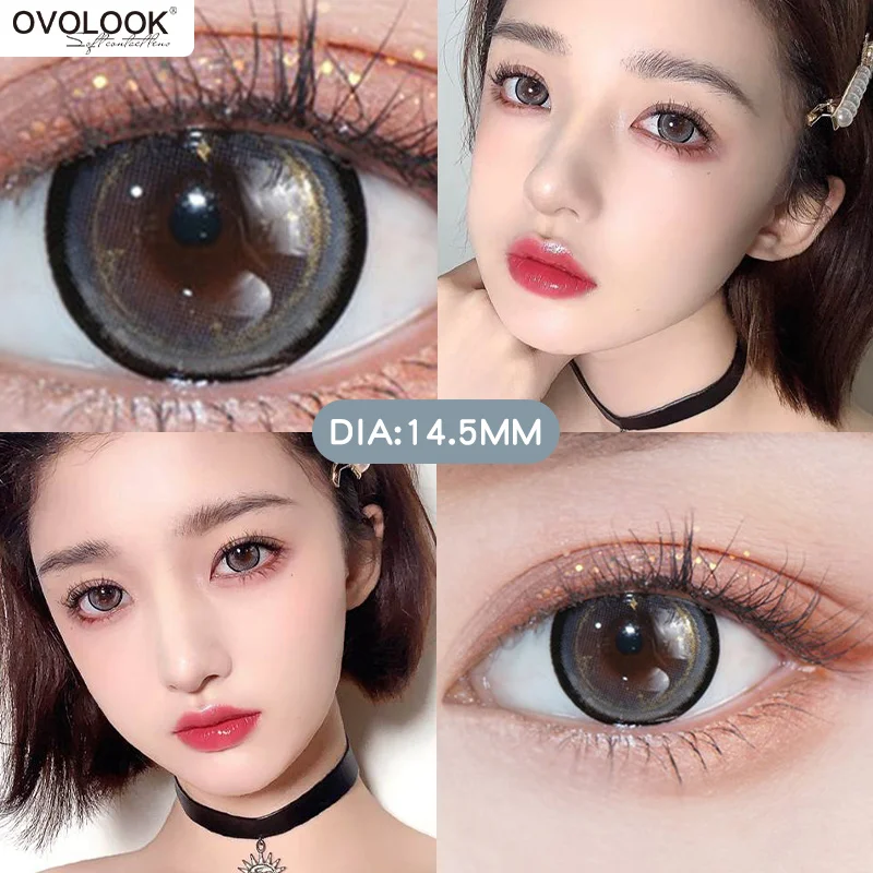 

OVOLOOK-2pcs/pair 3 Tone Series Beautiful Colored Lenses Colorful Contact Lenses Eye Color Lens Color Contacts (DIA:14.5mm)