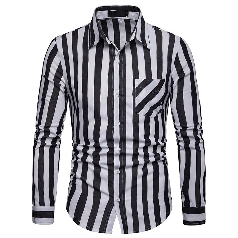 Модный бренд Camisa Masculina полосатая рубашка с длинными рукавами Мужская рубашка Slim Fit дизайн формальная повседневная мужская рубашка