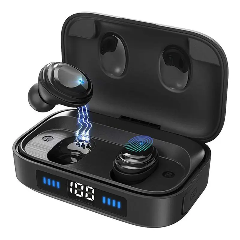 Bluetooth 5 0 наушники IPX7 водонепроницаемые беспроводные с 2000 мАч зарядным чехлом TWS