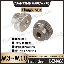 

1Pc~5Pcs DIN466 M3 M4 M5 M6 M8 M10 SUS304 Stainless Steel Knurled Thumb Nut with Collar Blind Hole and Through Hole