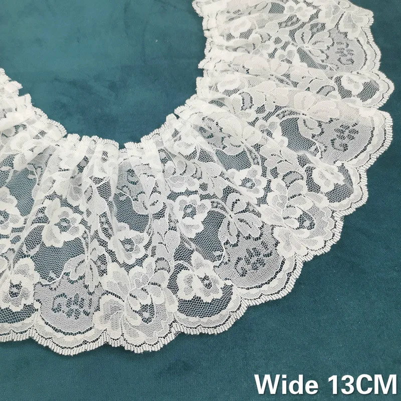 13CM Wide White Tulle 3d Lace Fabirc Embroidered Ribbon Edge Fringe Trim Dress Hats Curtains Sofa Beds DIY Sewing Suppplies | Дом и сад