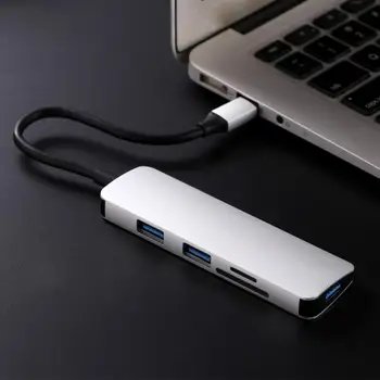 

Multi-Function 5 In 1 Type-c Adapter USB 3.0 Hub Splitter With TF / SD Card Reader