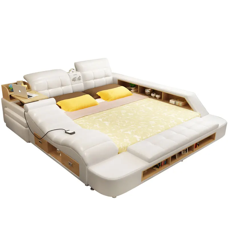 Modern bedroom furniture multi-functional storage electric massage tatami double  bed wedding bed - AliExpress