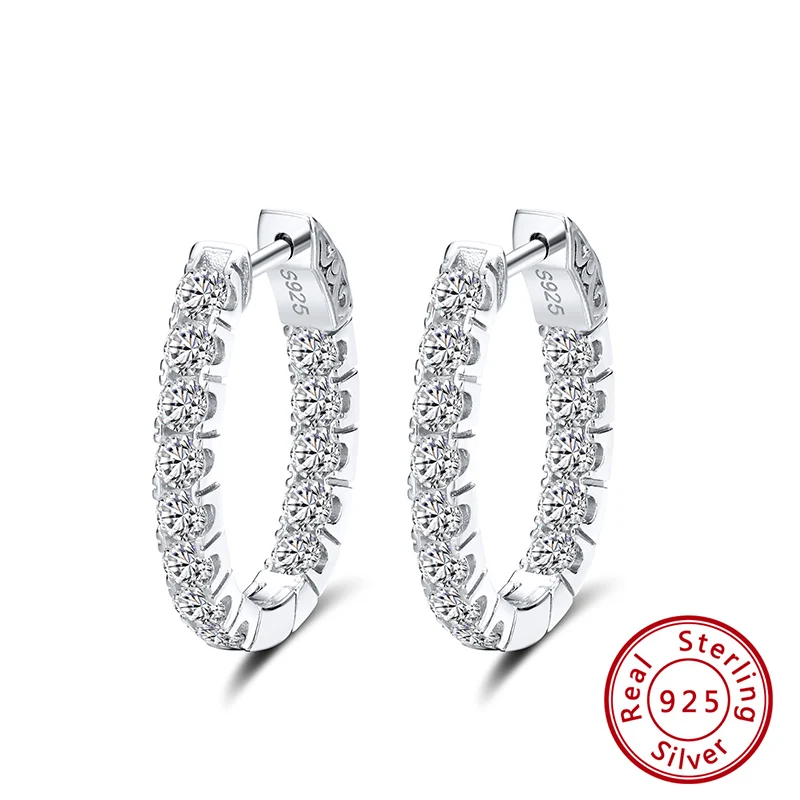 SE222 ORSA JEWELS Аутентичные 925 пробы серебряные серьги-кольца для женщин AAA кубический циркон круглые серьги модные ювелирные изделия подарок SE81 - Цвет камня: SE222