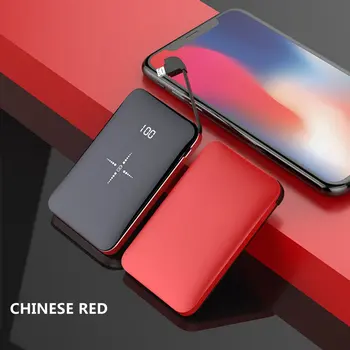 

8000mAh Fast Charger Qi Wireless Portable Power Bank LCD Mini USB Battery Self-contained line card mobile power