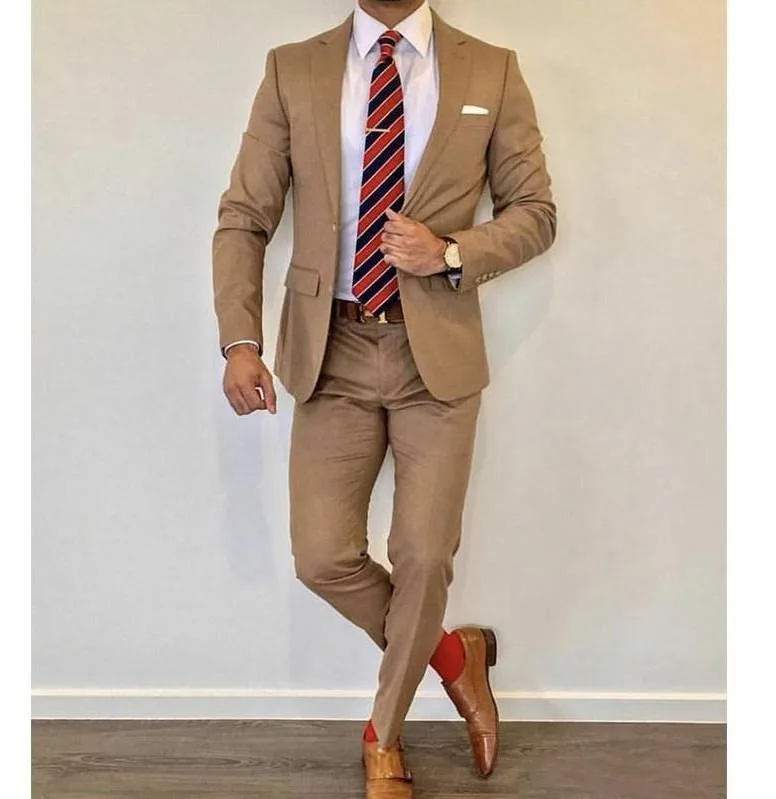 

Simple Stylish Casual Notch Lapel Groom Tuxedos Mens Wedding Dress Man Jacket Blazer Prom Dinner 2 Piece Suit(Jacket+Pants+Tie)