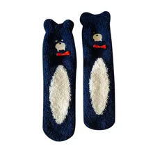 Женские Зимние коралловые носки, нескользящие носки с рисунком кота, женские утепленные забавные носки Harajuku, Повседневная Уличная одежда