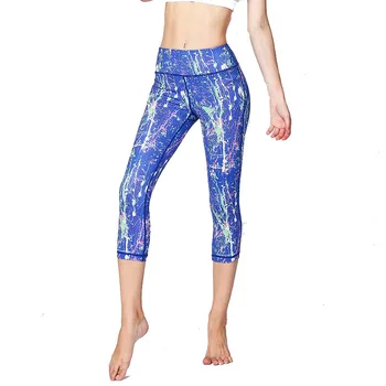 2019 New Calf Length Capris Yoga Pants Women High Waist Leggins Sport Women Fitness Printed Running Tight Sport Leggings Workout 2