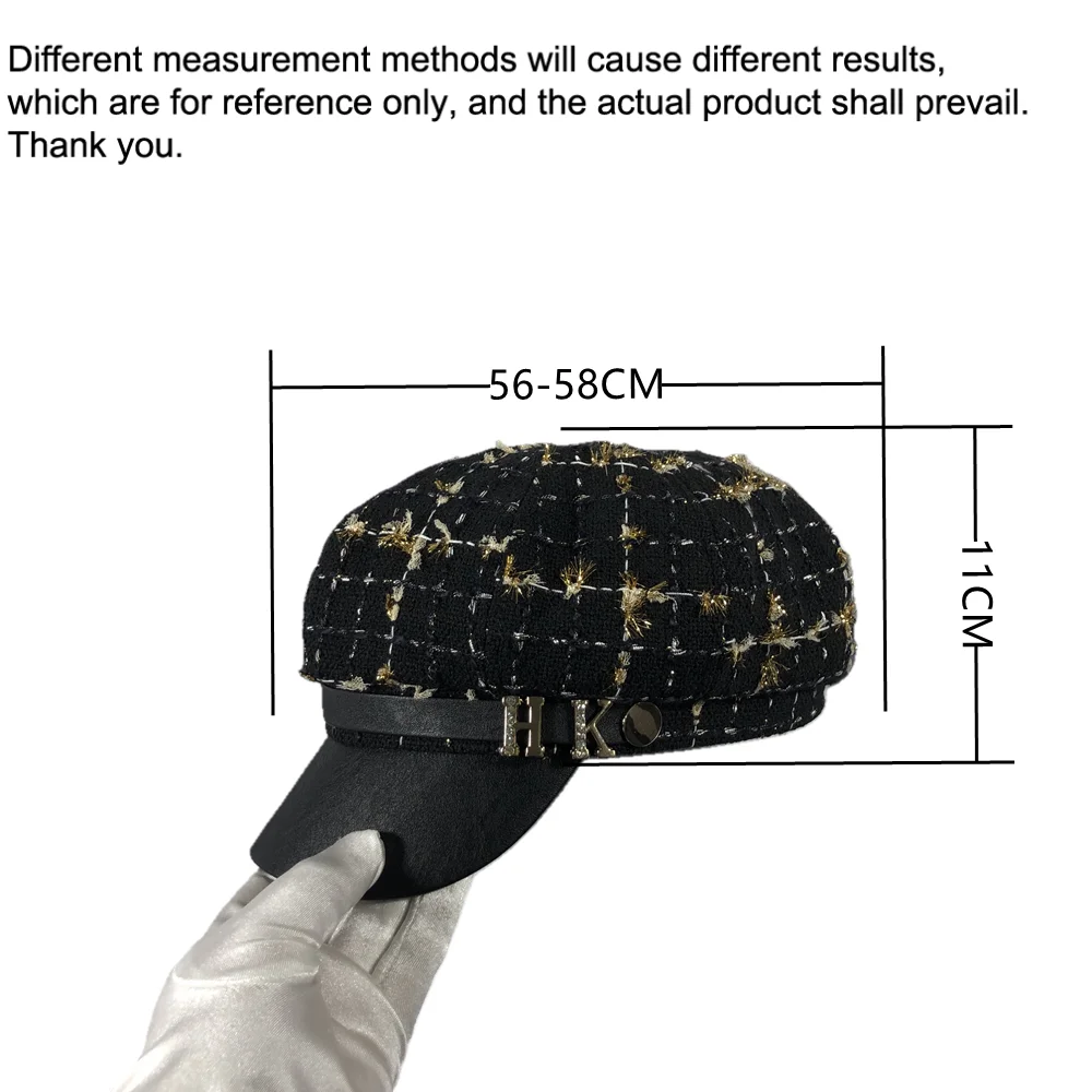 WANYI Femmes Béret Casquette Souple Vintage Newsboy Bonnet Octogonal Chapeau Visière Automne Hiver Basque Chapeaux Couleur Unie (Beige