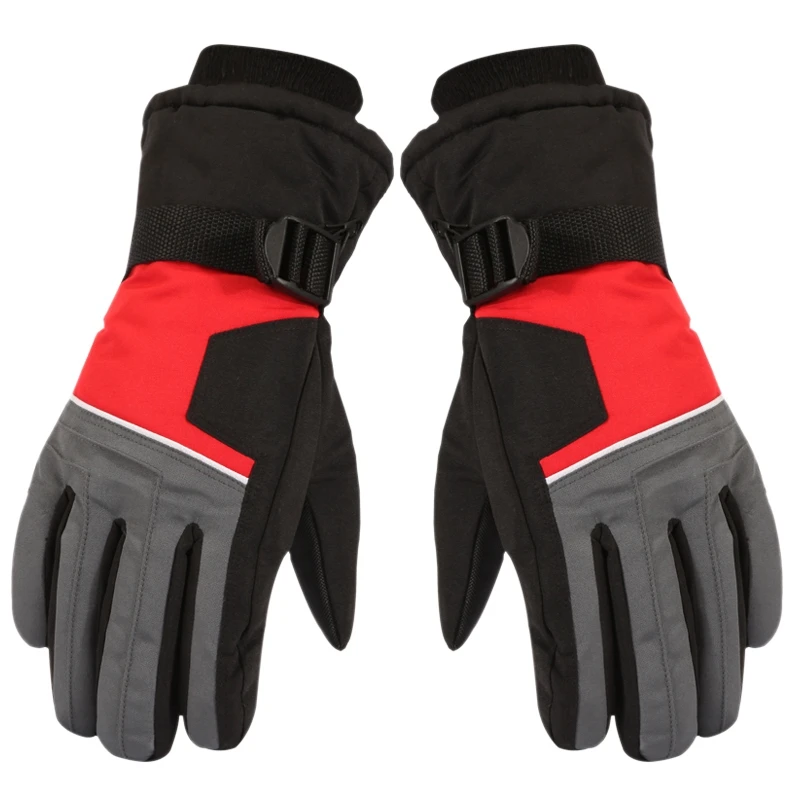 Очень толстые лыжные перчатки, зимние, для спорта на открытом воздухе, мужские, теплые, для снегохода, мотоцикла, водонепроницаемые, для сноуборда - Цвет: Red