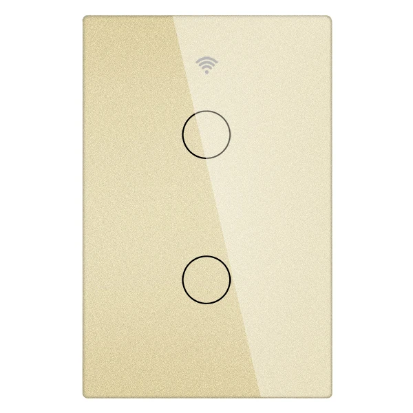 Gold 2 Gang Wi-Fi настенный сенсорный выключатель Smart RF светильник Переключатель 1/2/3 приложение Tuya голос Беспроводной дистанционного Управление Поддержка Alexa Google Home - Цвет: Gold 2 Gang