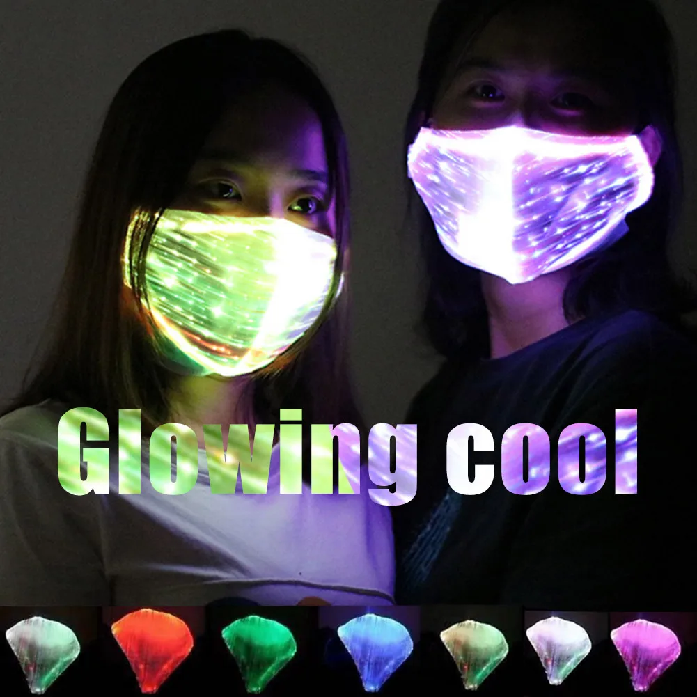 

Brand New LED Flashing Mask Chargeable Colorful Dust Mask Fiber Optic Fabric Mask DM-19ING