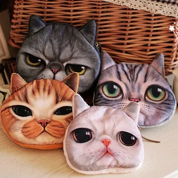 

New Cute 3d Animal Face Zipper Case Cat Coin Purse Female Wallet Bolsas / Child Purse Makeup Buggy Bag Pouch Bolsa Feminina