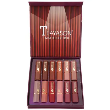 

TEAYASON Lipstick Set 12Pcs/Lot Sexy Velvet Matte Lipstick Makeup Waterproof Long Lasting Nude Lipgloss Moisturizer Lip Cosmetic