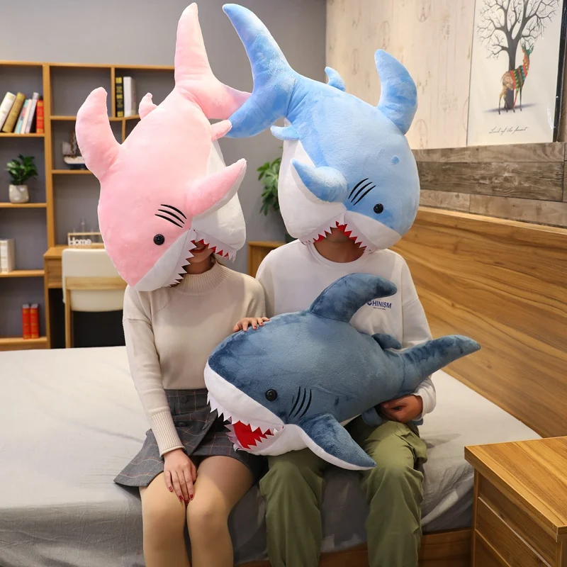 

90cm Funny Eating Shark Plush Toy Doll Creative Stuffed Toy Student Bed Sleeping Long Pillow Hign Quality Gift For Kids Friends