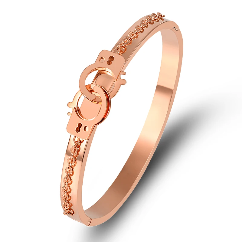Rose Gold Наручники, браслеты для женщин и мужчин, унисекс, цепочка из нержавеющей стали, дизайнерские браслеты, хип-хоп рок ювелирные изделия - Окраска металла: Rose Gold