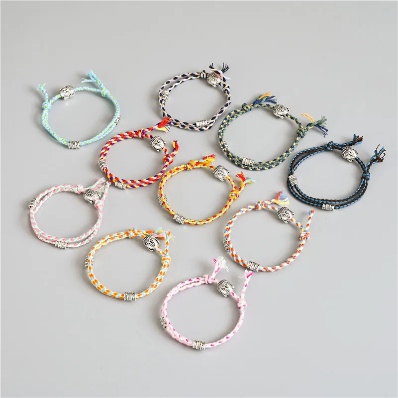 Bracelet Jewelry Ethnic Tibetan Buddha Head Woven Amulet Multicolor Bracelets & Bangles For Women Men Handmade Rope Buddha Charm Bracelet Gift bracelet jewelry