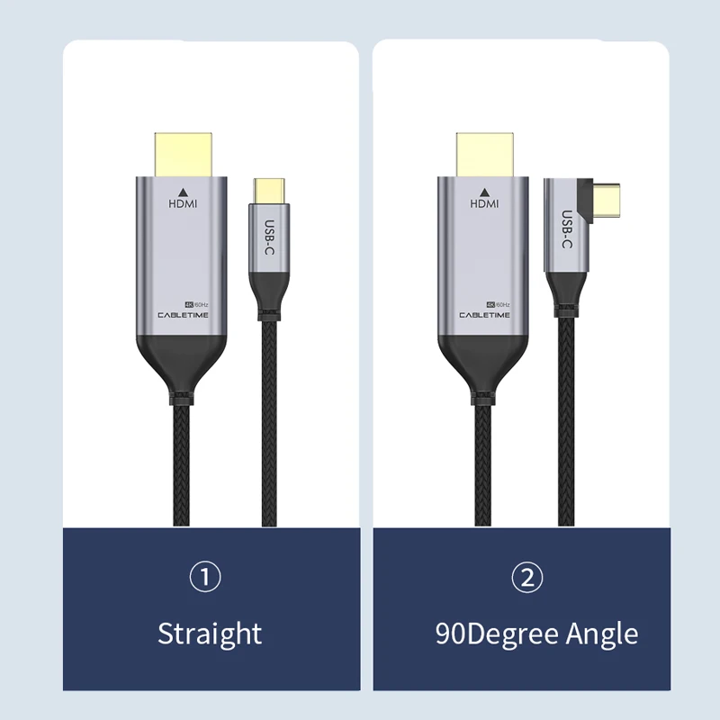 CABLETIME-USB C HDMI ̺ cŸ-HDMI Ʈ 3 4K 60Hz, ȭ ƺ Ｚ  S8 + ǻ Ʈ C030