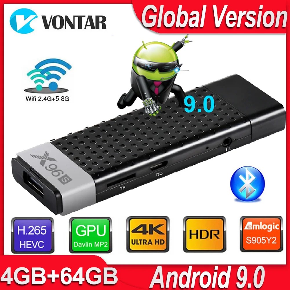 Android 9,0 ТВ приставка X96S ТВ-палка Смарт Мини ПК DDR3 4GB ram Amlogic S905Y2 2,4G/5G WiFi Bluetooth 4,2 4K Android ТВ Медиаплеер