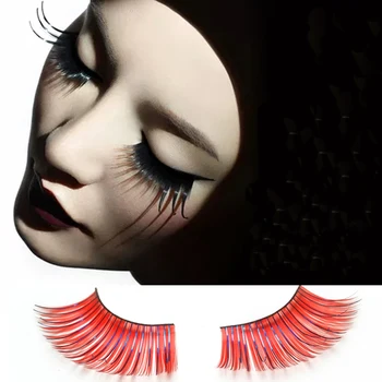 

Colorful Exaggeration False Eyelashes Party Nightclub Makeup Natural Thick Cross Fake Eye Lash Halloween Xmas Show Eyeashes