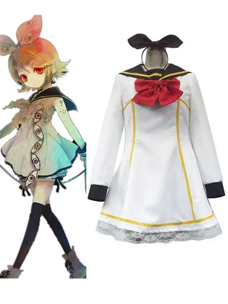 

Can be tailored VOCALOID Cos Hatsune Miku Cosplay Kagamine Rin/len Cos Woman Cosplay Costume Dress+Tie Bow+Headdress
