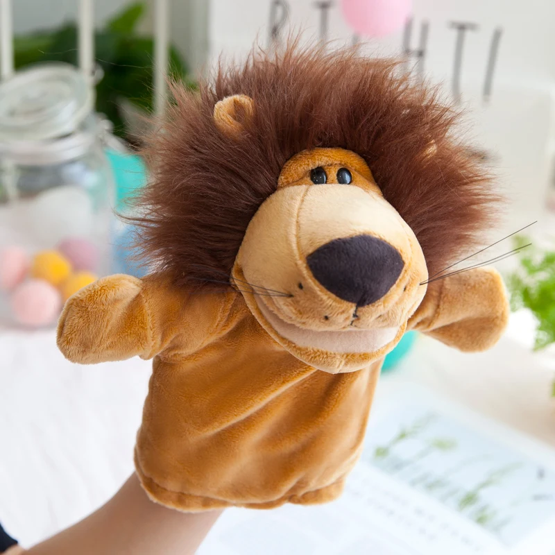 Animal Plush Hand Puppets Childhood Kids Cute Soft Toy Elephant Lione Monkey Shape Story Pretend Playing