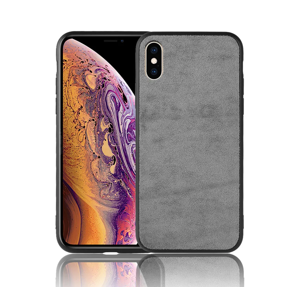 

TPU+PC Anti-Fall Case Leather Alcantara Phone Back Case Cover For Apple iphone 7 8 X XS XR XS MAX Iphone11 Pro Max 5.8 6.1 6.5