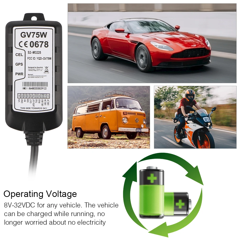 3g gps трекер автомобиля GV75W Queclink предназначен для широкого спектра устройства слежения водонепроницаемый IP67 1100 мАч несколько интерфейсов ввода/вывода