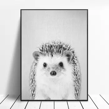 

Black White Hedgehog Canvas Painting Art Print Poster Picture Wall Modern Minimalist Bedroom Living Room Decoration