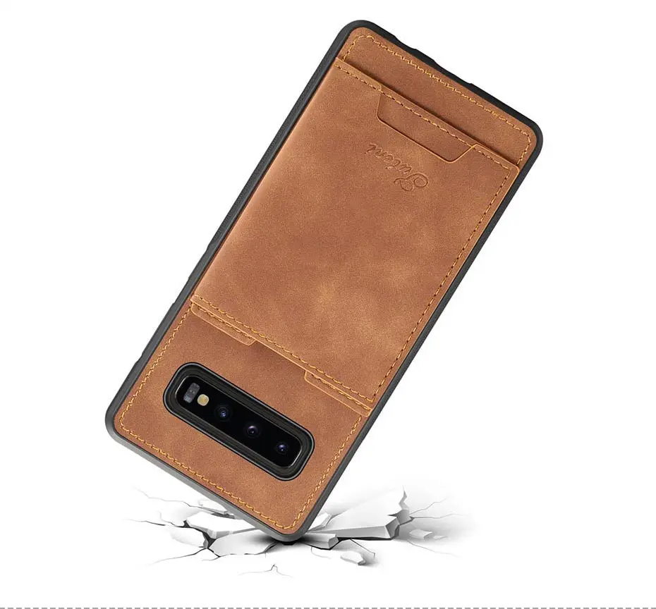 Модный чехол для телефона из искусственной кожи для samsung S10 Plus S10E 5G чехол простой держатель для карт кронштейн чехол для samsung Note 10 Pro Чехол