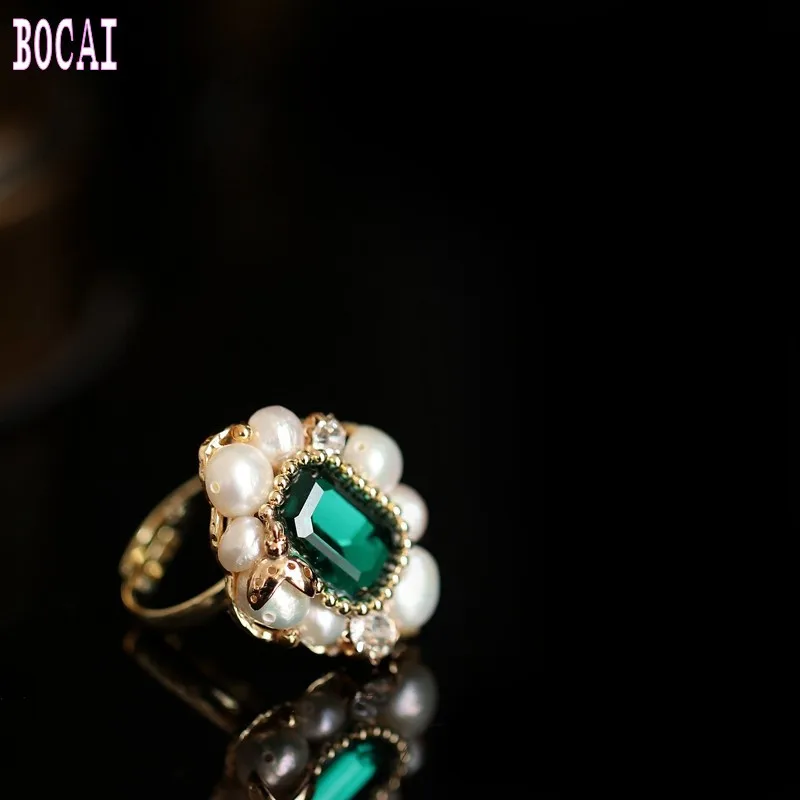 925 sterling silver rings handmade Natural stone opal pearl retro round female ring | Украшения и аксессуары