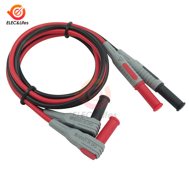 P1032 P1033 Multimeter Test Cable Injection Molded 4mm Banana Plug Test Line Straight to Curved Cable Wire Red and Black
