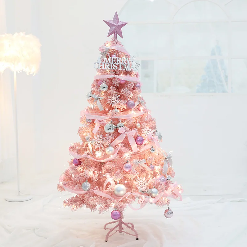 

Christmas Online Celebrity INS-Style Pink Flocked Christmas Tree Shopping Mall 1.2 M 1.5m Combo Showcase Home Decoration