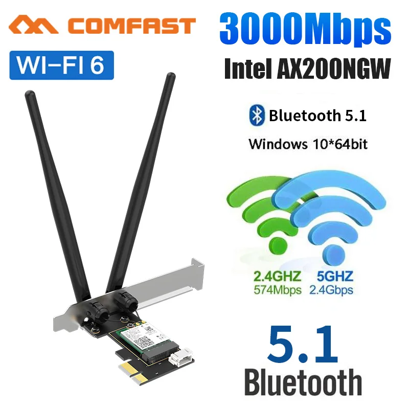 3000 Мбит/с WiFi 6 PCI E сетевая карта 802.11ax/ac двухдиапазонный 2 4G/5 ГГц беспроводной