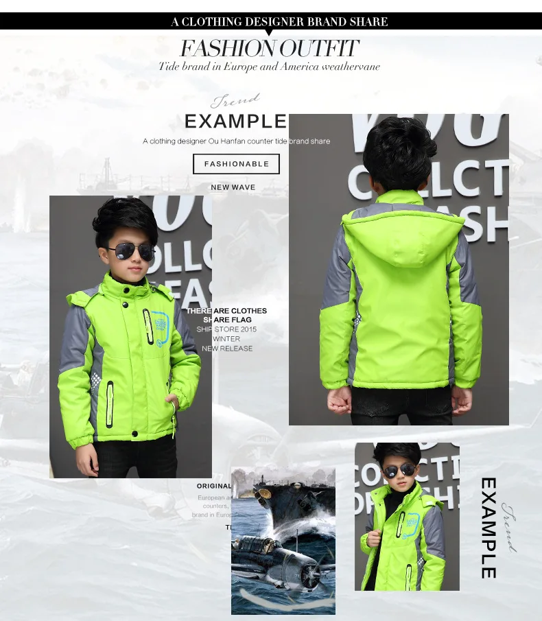 JENYA Boys Casual Jackets Hooded Zipper Letter Print Style Autumn Winter Children Outwear Kids Overcoat For Boys Pizex