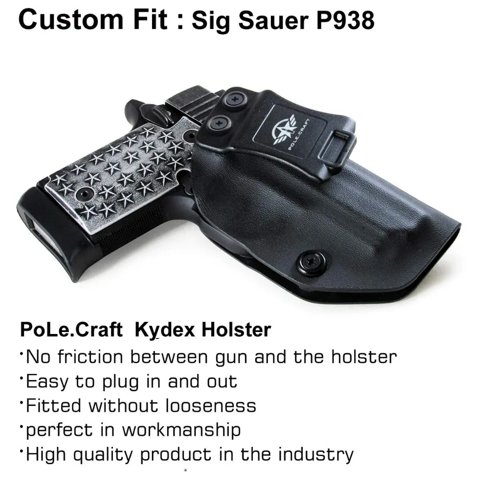 PoLe. Craft IWB KYDEX кобура ручной работы на заказ подходит: Sig Sauer P938 кобура для пистолета Внутри Скрытого Ношения чехол для пистолета