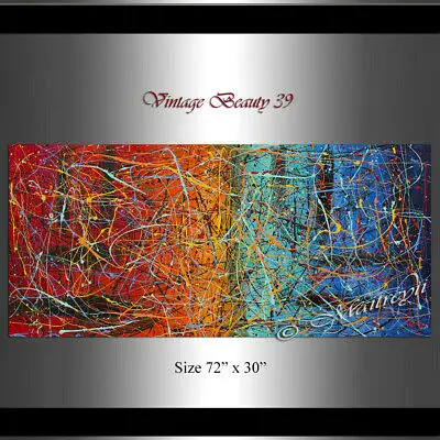 Grande Pittura Astratta-Jackson Pollock Style, Modern Art Room Painting Designs Canvas Wall Art Set Abstract Red