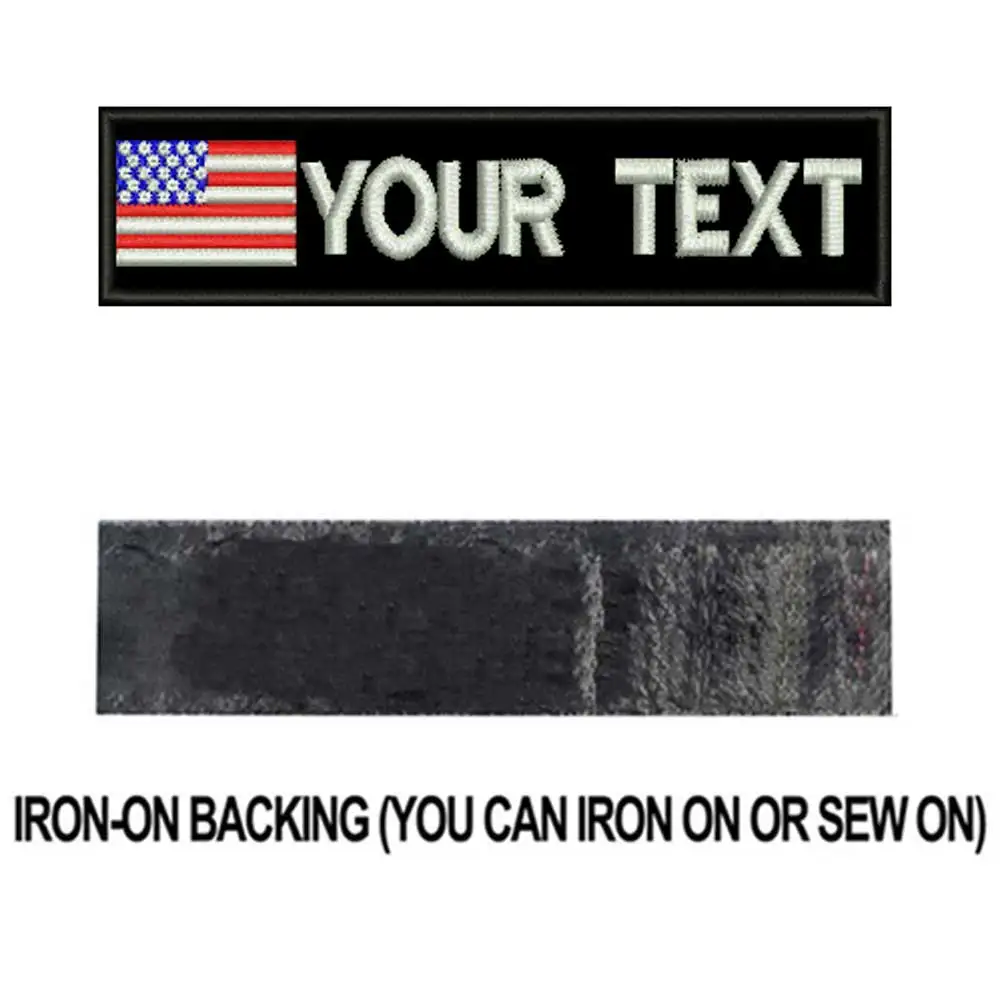 white iron on Пользовательские флаг США армии военные имя патчи персонализированные железные на крючок подложки - Цвет: white iron on