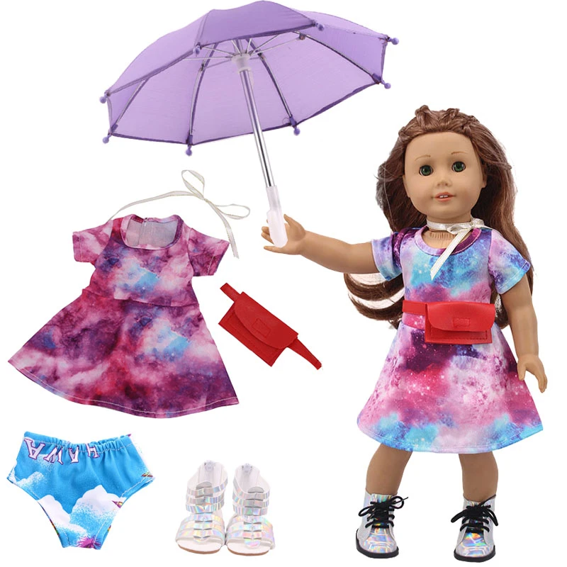 1 = 1 piezas estrella falda de seda + + Arco Iris botas + un paraguas + bragas para estadounidense de 18 pulgadas y 43 Cm muñeca de la ropa|Muñecas| - AliExpress