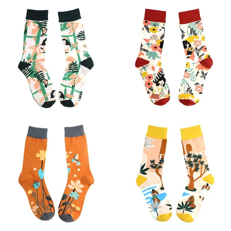 CHAOZHU 80s 90s young vintage swag fashion cool art sox забавная картина девушки сладкий гранж эстетический Креативный дизайн счастливые носки