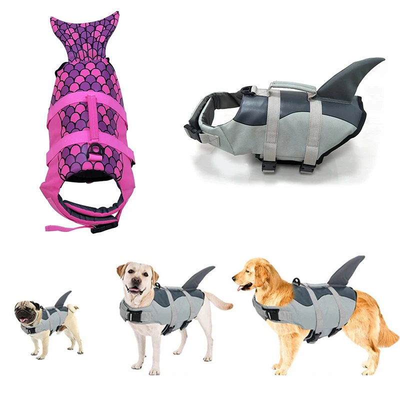 

Funny Shark Costume Pet Life Jacket Vest for Medium Large Dogs Summer Beach Big Dog Swimsuit Golden Retriever mascotas Clothes