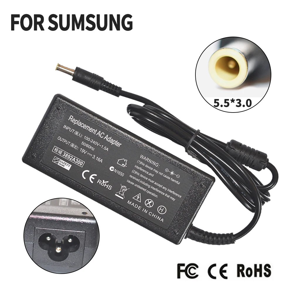19V 3.16A 60W адаптер для ноутбука Зарядное устройство Samsung R429 R430 R428 R528 | Компьютеры и