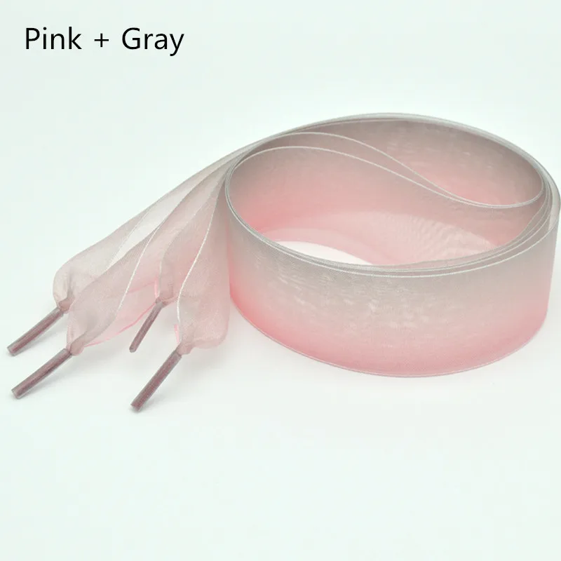 4 cm verbreiterte Organza-Schnürsenkel mit Farbverlauf, Chiffen-Garn, Schleife, breite Schnürsenkel, Trend, Schönheit, Weiß, lässige Sneaker-Schuhe, Schnürsenkel, Dropship – Detail 7
