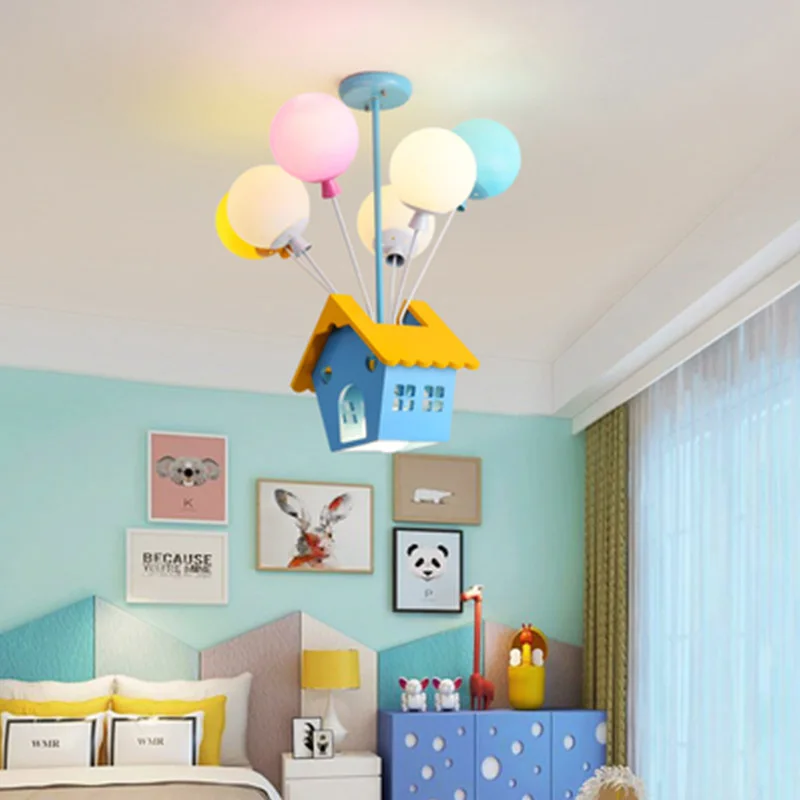 Мультяшная креативная цветная воздушная подвеска в виде шара, лампа для мальчиков и девочек, детская спальня, лампа для детской комнаты, современный светодиодный дом, нордический декор, свет