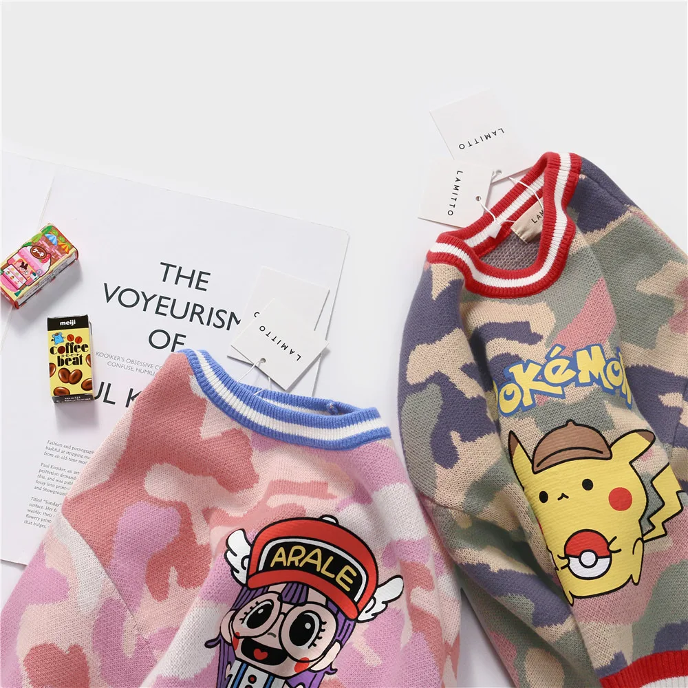 Tonytaobaby/осенне-зимняя одежда новая детская одежда для мальчиков Камуфляжный вязаный хлопковый свитер с рисунком Свитера для девочек