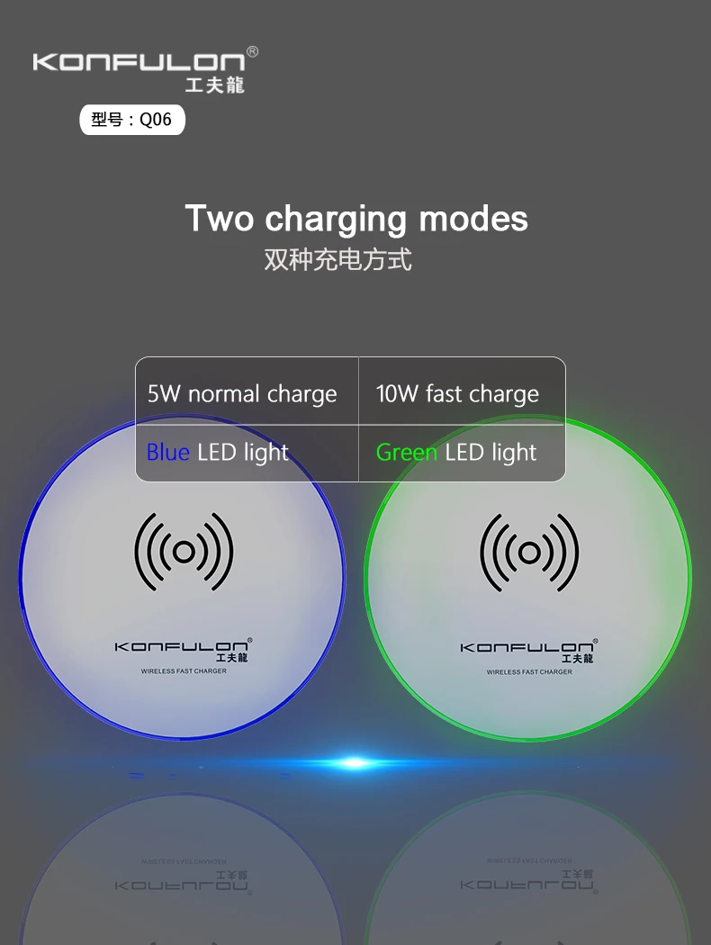 Беспроводное зарядное устройство приемник для iPhone Xs Max X 8 Plus Быстрая зарядка Pad samsung Note 9 S10 Xiaomi MIX2S Q06