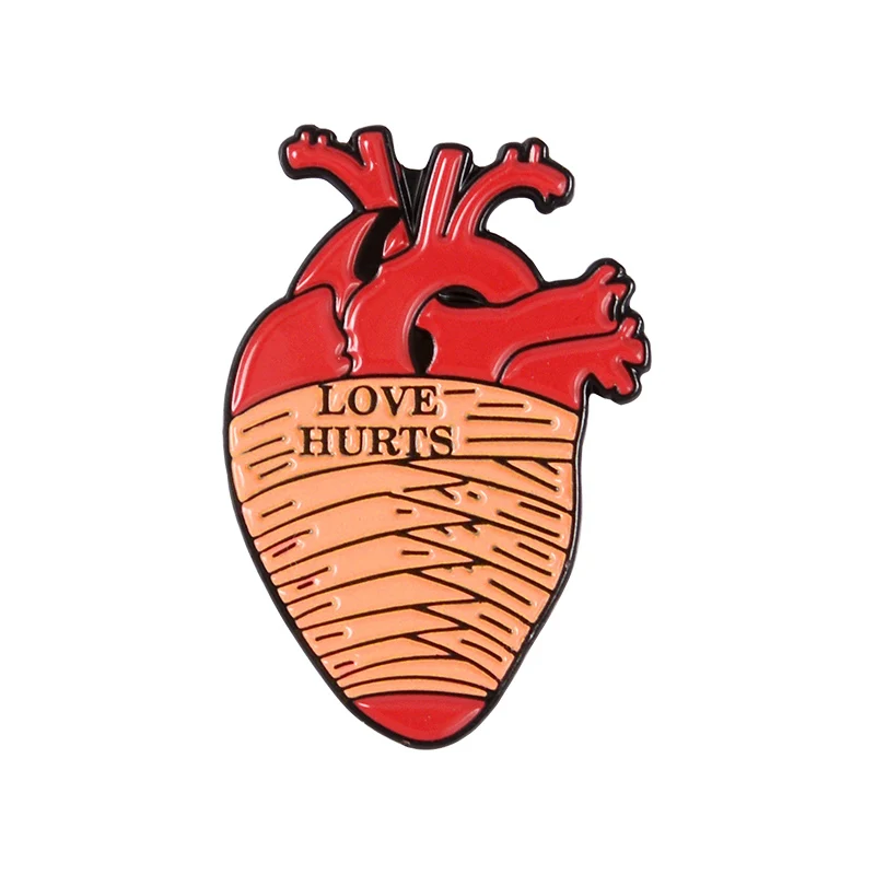 Heart 10 Эмалированные булавки на половину мозга и сердца, анатомия, медицинские броши, реалистичные, бьющееся сердце, мышление, голова на лацкане, значки, ужасы, ювелирные изделия - Окраска металла: Heart 10