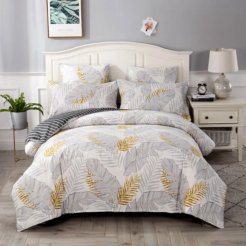 YAXINLAN Classic bedding set Pure cotton A/B double-sided pattern Cartoon Simplicity Bed sheet, quilt cover pillowcase 4-7pcs - Цвет: Z-1013